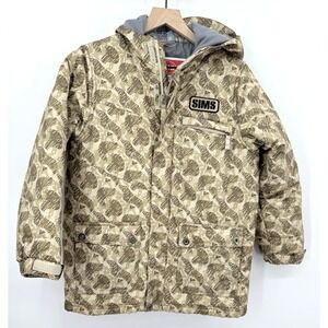 Sims Puffer Jacket Boys XL Brown Green Camo Winter Hood Ski Snow‎ Warm Zip